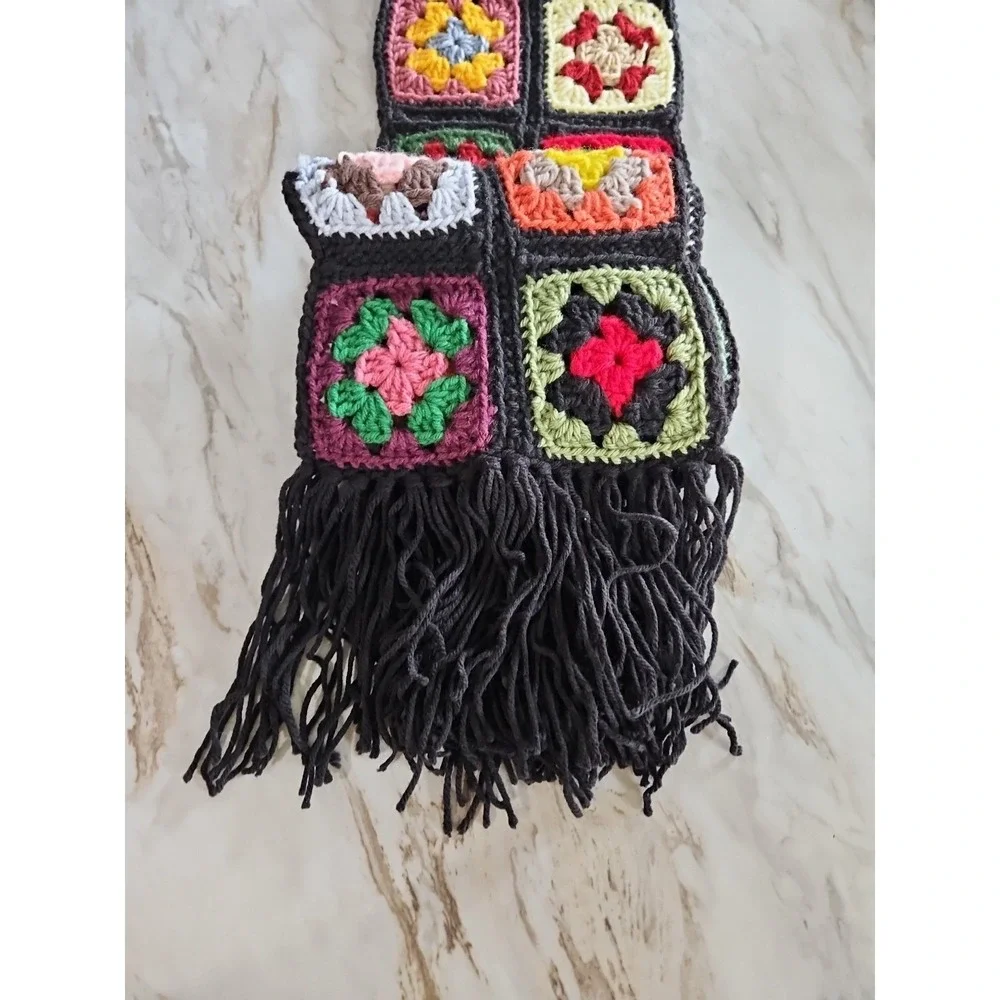 Handmade Crochet Vintage Style Granny Square Scarf 68